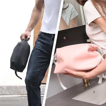 6"x 11" 6L Large Silicone Toiletry Bag,Waterproof Leakproof Foldable Travel Organizer,Dopp Kit Alternative for Men & Women,Black