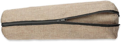 Novel Box Burlap Faux Leather Bangle/Bracelet/Watch Roll 12.25x3x3 Inches with Matching Zipper Pouch - Portable Organizer Pouch with Removable Roll Insert for Travel, Retail & Personal Use