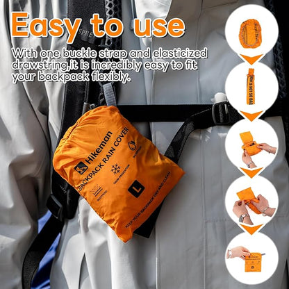 HIKEMAN Waterproof Backpack Rain Cover-Bag Rain Cover(20-30L), Upgraded Anti-Slip Buckle Straps with Rubber Band, Ultralight Compact Portable for Hiking,Camping,Cycling,Travel