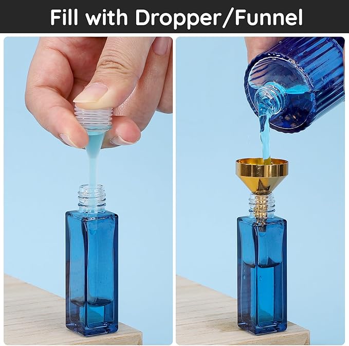 Segbeauty 8pcs 5ml Perfume Funnel Decanter kit, Professional Perfume Refill Tool Kit, Plastic Blue 0.17oz Cologne Making Supplies Transfer Pump Extractor Dropper Dispenser for Travel Cologne Atomizer