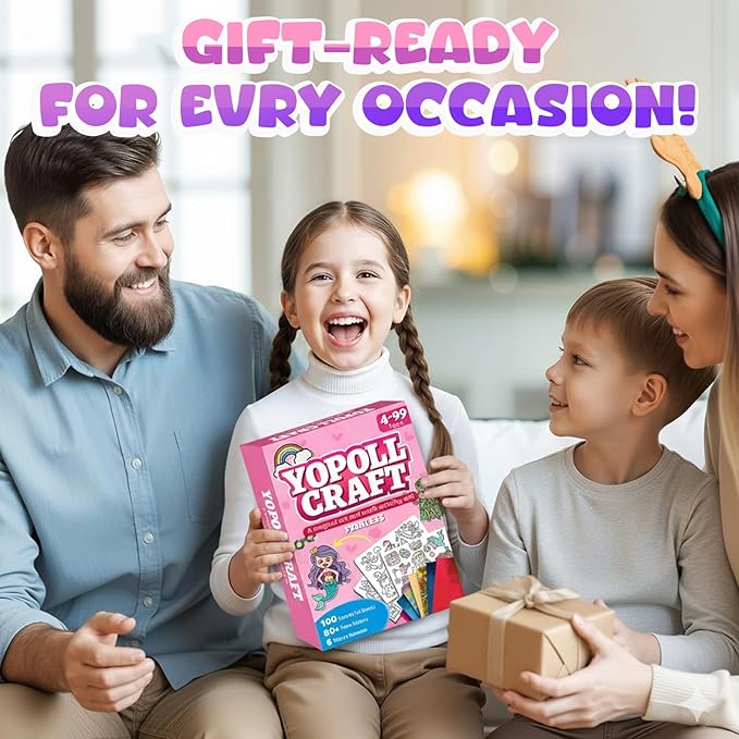 YoPoll Foil Art Craft Kits for Kids, Mess-Free DIY Creative Activity Set, Fun Arts and Crafts Toys for Boys & Girls, Peel & Press Foil Art Kit for Kids, Travel Toy and Birthday Gift (Princess)