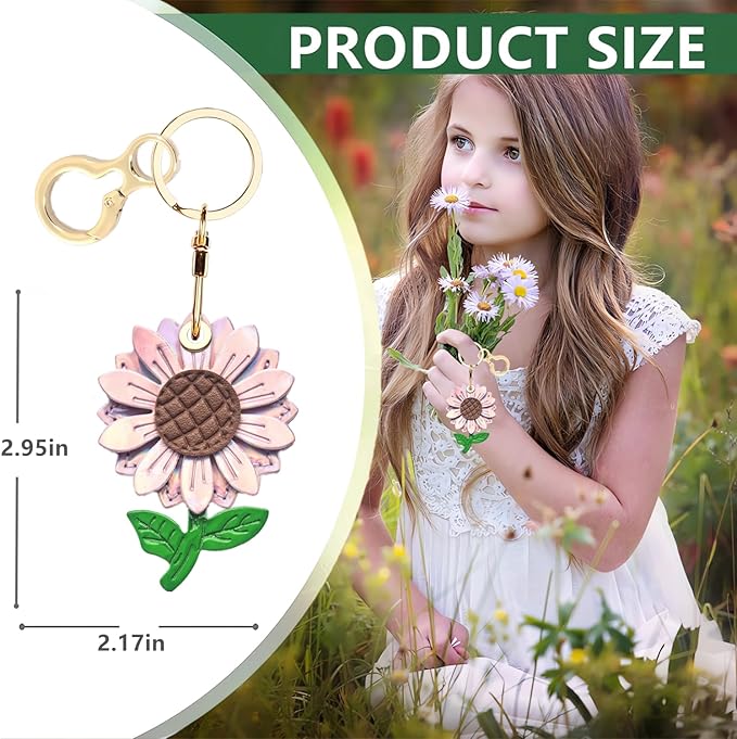 Shiny Leather Charm Keychain Holder Case Compatible with AirTag,Cute Protective Cover with Keyring,Anti-Scratch Finder GPS Tracker Case for Wallet Keys,Bag,Pets(Flower D)