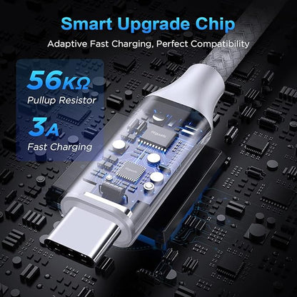 etguuds USB to USB C Cable 2ft, 2-Pack USB A to Type C Charger Cord Fast Charging for Samsung Galaxy A17 A16 A15 A26 A36 A56, S25 S24 S23 S22 S21 S20 S10 Note 20, for iPhone 17 16 15, Moto, White