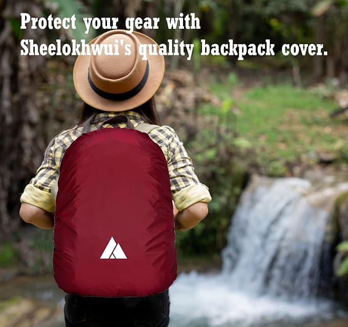 Waterproof Backpack Rain Cover (15-90L), Heavy-Duty Nylon Pack Cover with Upgraded Double Adjustable Closure System and a Carry Pouch for Hiking, Cycling. Durable and Lightweight.