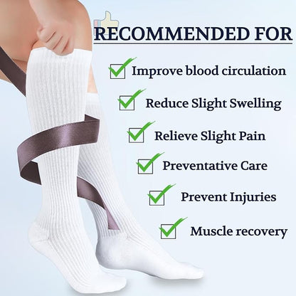LIN PERFORMANCE Compression Socks for Women and Men 3 Pairs 8-15 mmHg Cotton Knee High Support Socks for Travel Sport