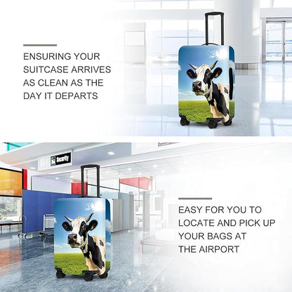 Cow Meadow Luggage Cover, Washable Suitcase Protector Realistic Pastoral Scene Anti-scratch for 24",26" Bag