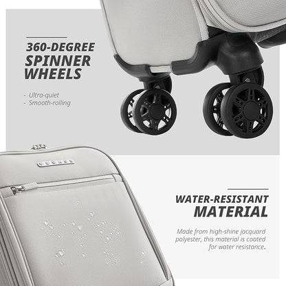 Verage Underseat Carry On Luggage with Spinner Wheels (Cloud Gray, 14.5-Inch Plus Underseat Pro)
