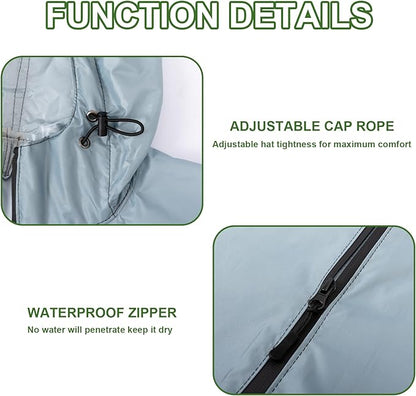 Hooded Rain Ponchos for Adult - Rain Coat and Rain Jacket with Waterproof Pocket and Zipper