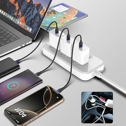 6 inch Short USB C Cable Bulk 10 Pack, Multipack Short USB A to USB C Cable for Fast Charging Stations, 0.5ft Type C Charger Cord for iPhone 16 15 Samsung Galaxy S24 S23 S20 S10 S9 Note 20 10 9