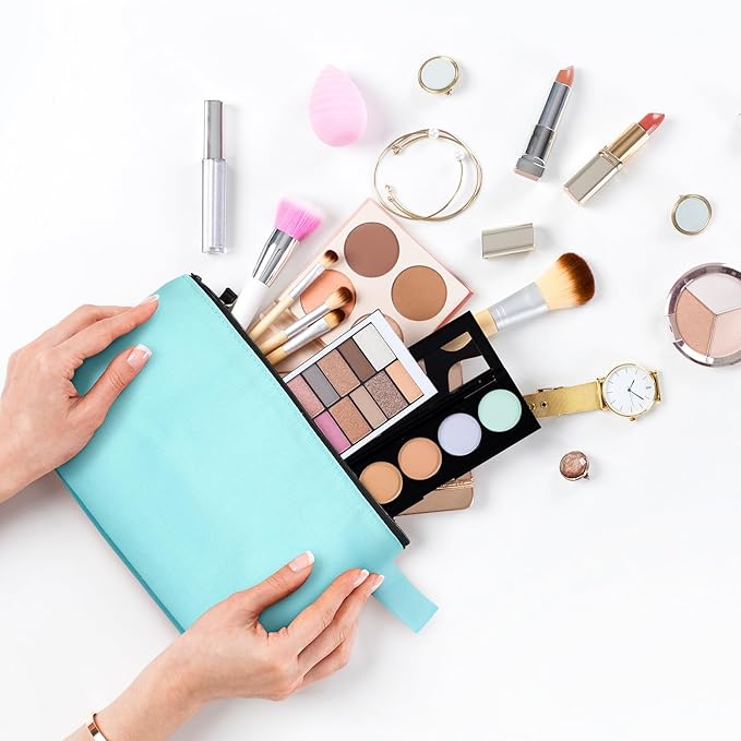 Saintrygo 30 Pcs Makeup Bag Travel Canvas Cosmetic Bag Bulk Multipurpose Small Makeup Pouch for Purse Portable Blank Zipper Toiletry Organizer DIY for Women Assorted Color (Novel,8.7 x 5 x 1.8 Inch)