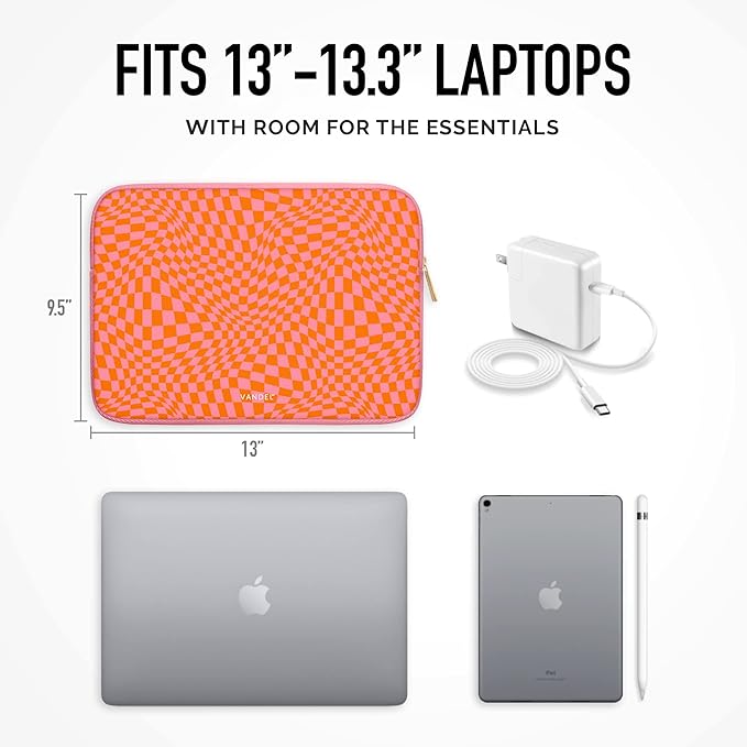 Vandel MacBook Air 13 inch Laptop Sleeve, Fits 13-13.3 inch Laptops: Neoprene MacBook Pro & Air Case, Chromebook, HP Soft Cover | Thin Computer Carrying Bag, Pink Mac (M1 & M2) Pouch