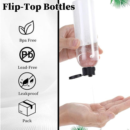Travel Bottles for Toiletries 7 oz Leak Proof Dispenser Containers with Flip Cap Portable Refillable Plastic Dispenser Set for Shampoo, Lotion, and More (6 Pcs)