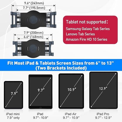 AboveTEK Retail Kiosk iPad Stand, 360° Rotating Commercial POS Tablet Stand, Fits 6"-13" (Screens) iPad mini Pro-Business Swivel Tablet Holder, for Store Office Reception Kitchen Desktop (Black)