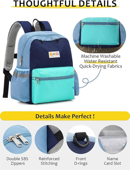 Kids Backpack for Boys Girls, Toddler Backpack for Preschool Kindergarten, 15inch Elementary School Bookbag with Reflective for Ages 6-8, Mint Blue