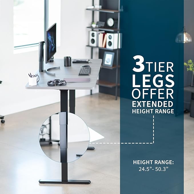 VIVO Electric 71 x 30 in Dual Motor Sit Stand Desk, Memory Height Adjustment, 2B Series, Dark Gray Top Black Frame, DESK-KIT-2B7G
