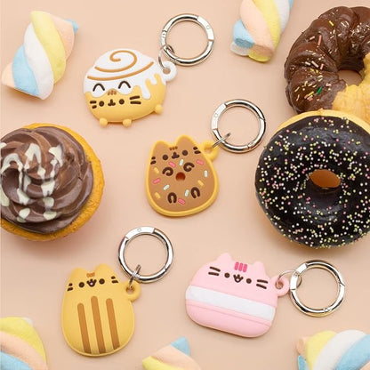 iFace x Pusheen Café Series Silicone Protective Cover [ Compatible with Apple AirTag][Cute Character Case] [Carabiner Keychain Clip Included] - Macaron