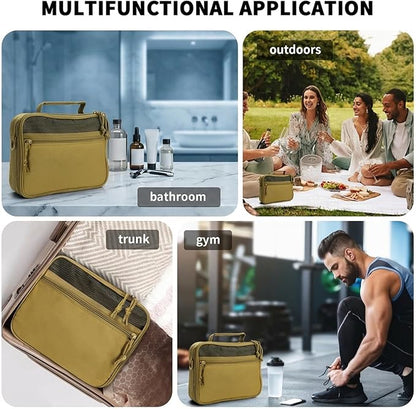 VELVEBAG Mens Toiletry Travel Bag Hanging Toiletry Bag for Toiletry Bag Shaving Bag for Men Travel for Cosmetic,Toiletries Accessories, Khaki