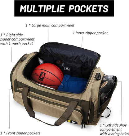 MIER Large Gym Bag for Men Sports Duffle Bag with Shoe Compartment 60L Lightweight Duffel Bags for Workout Fitness Travel