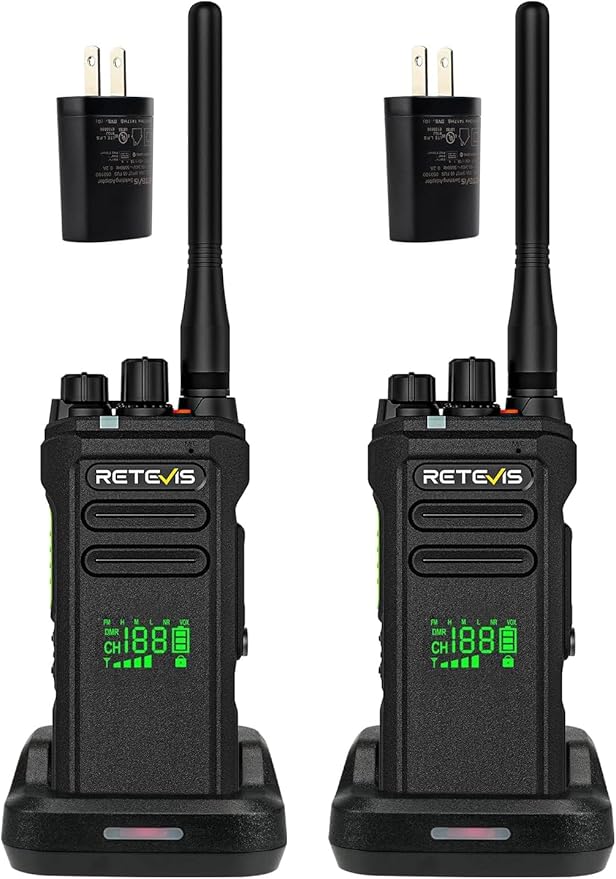 Retevis NR30D DMR Two Way Radios Long Range,Noise Canceling,IP67 Waterproof,TDMA,AES256,15-Hour Battery Life,Compatible with Motorola CP100D,Professional Digital Walkie Talkies for Industrial(2 Pack)