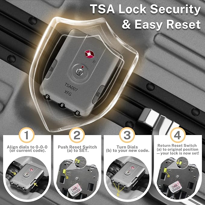 Krute No Zipper Luggage Set 2 Pieces Aluminum Frame Suitcase Sets Polycarbonate Hard Shell Luggage TSA Lock Checked Suitcase with Spinner Wheels