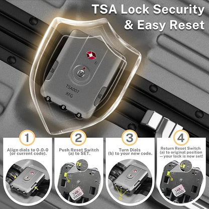 Krute No Zipper Luggage Set 2 Pieces Aluminum Frame Suitcase Sets Polycarbonate Hard Shell Luggage TSA Lock Checked Suitcase with Spinner Wheels