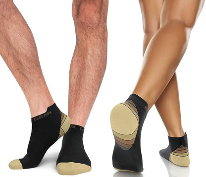 Physix Gear Short Compression Socks for Men & Women - Best Low Compression Socks Women & Men Ankle Socks with Arch Support