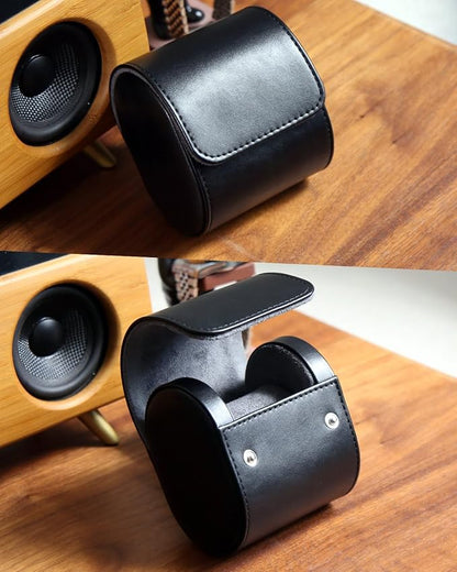Watch Roll Travel Case for Men and Women with Suede Lining Watch Display Box Single Watch Storage and Organizer (Black)