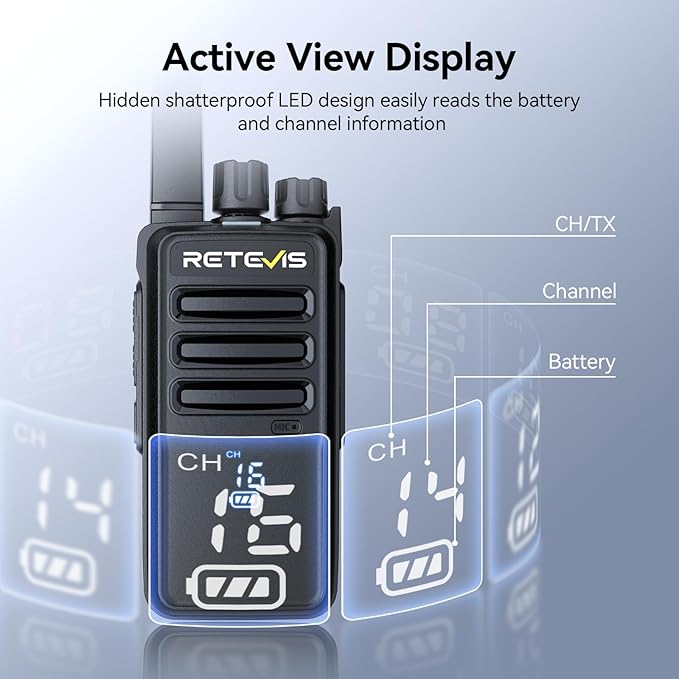 Retevis RT68H Two Way Radio,Walkie Talkies Long Range, Visualization,Shatterproof Hidden Display,VOX Hands Free, Rechargeable Walkie Talkie for Adults with Charging Base,for Factory Warehouse(10 Pack)