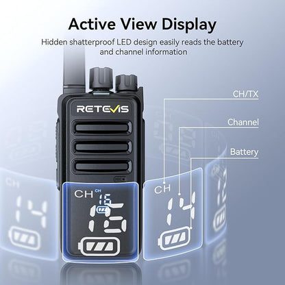 Retevis RT68H Two Way Radio,Walkie Talkies Long Range, Visualization,Shatterproof Hidden Display,VOX Hands Free, Rechargeable Walkie Talkie for Adults with Charging Base,for Factory Warehouse(10 Pack)