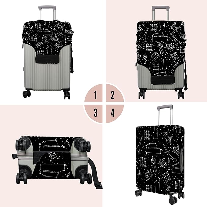 Travel Luggage Cover Suitcase Protector Fits 18-32 Inch Wheel Covers PatternedTravel Related Items Flower Luggage Protector Elastic S