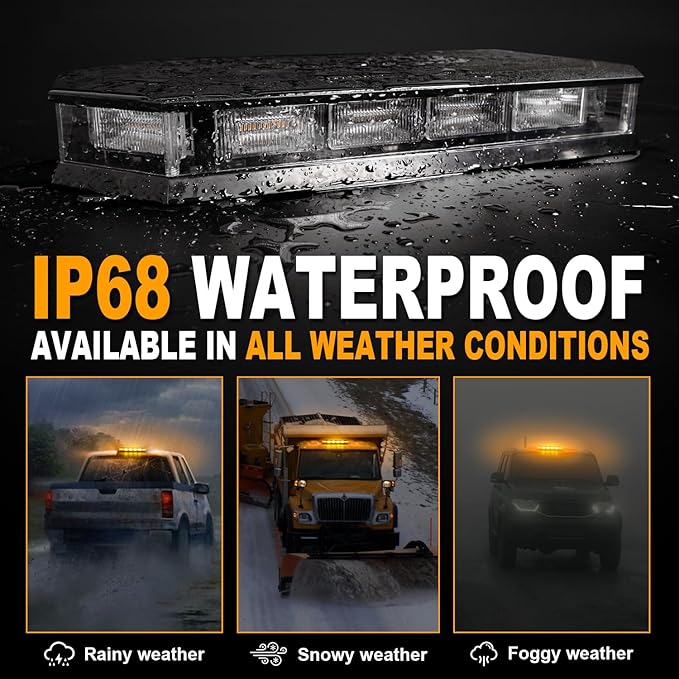 ASPL 16.5 Inch Roof Top Beacon Emergency Strobe Light 56 LED Magnetic Warning Caution lights bar Traffic Hazard Plow Light for Trucks Vehicles Construction Snowplow (Amber)