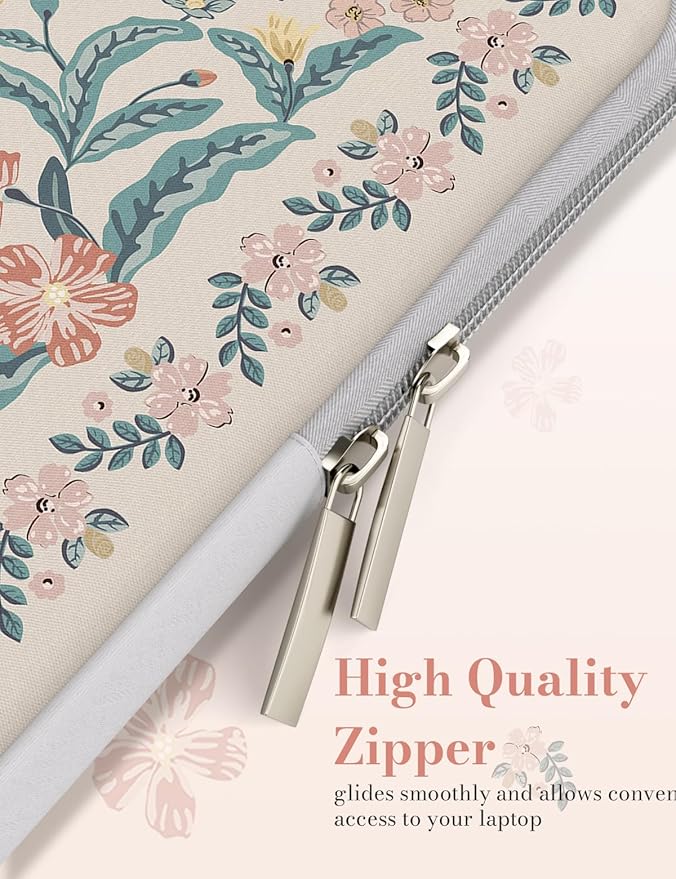 iCasso Laptop Sleeve 13 inch for MacBook Air 13-13.6 inch, Cute Laptop case for MacBook Pro 13 inch, Slim Protective Travel Carrying Case for MacBook Pro 14 inch, Chromebook, HP, Pink Boho Floral