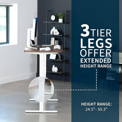 VIVO Electric 55 x 28 in Dual Motor Sit Stand Desk, Memory Height Adjustment, 2B Series, Rustic Vintage Brown Top White Frame, DESK-KIT-2W55N