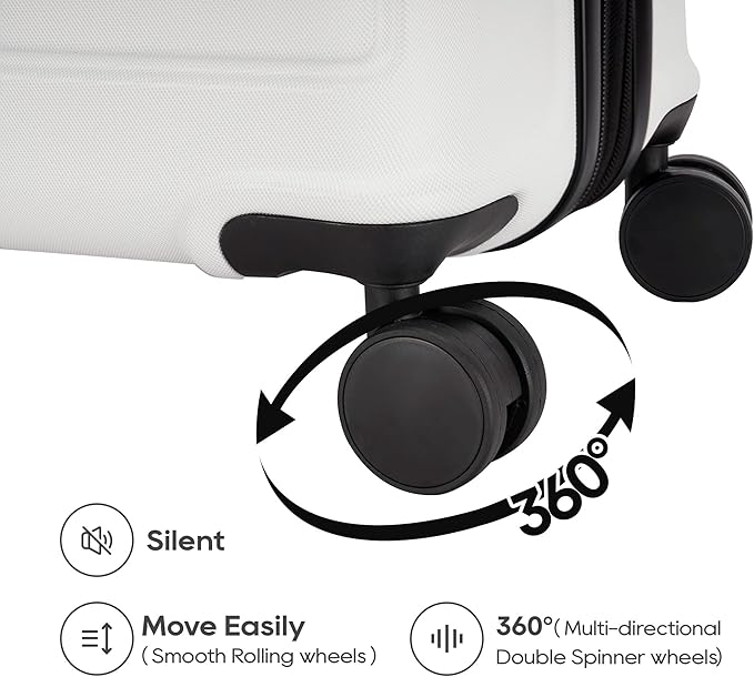 GinzaTravel ABS Luggage with TSA Locks,Large 28-Inch Expandable, and Friction-Resistant in white Spinner Suitcases