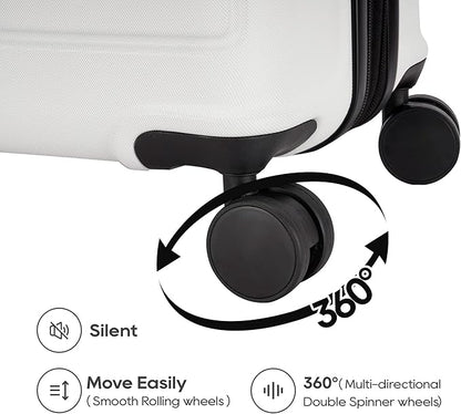 GinzaTravel ABS Luggage with TSA Locks,Large 28-Inch Expandable, and Friction-Resistant in white Spinner Suitcases