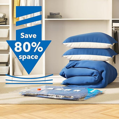 6 XXL Vacuum Storage Bags Jumbo, Space Saver Sealer Bags, for Clothes, Pillows, Comforters, Blankets, Bedding