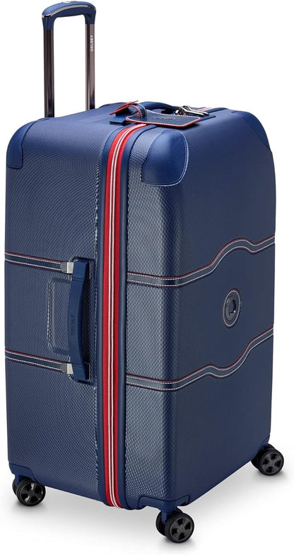 DELSEY PARIS Chatelet Air 2.0 Hardside Luggage Trunk with Spinner Wheels, Navy, Checked-26 Inch Trunk