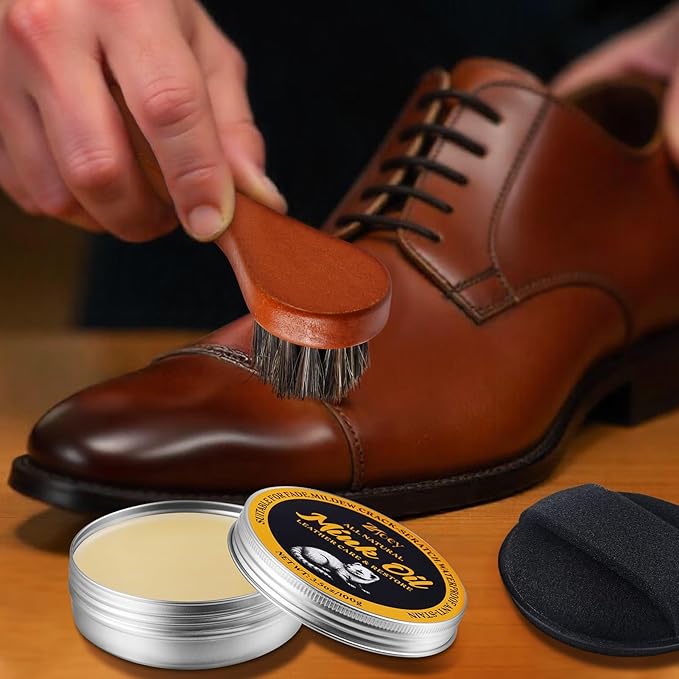 8 Pcs Mink Oil for Leather Shoes Boots 3.5 oz Leather Conditioner and Cleaner with Travel Bag Soften for Boots and Shoes Care(Style B)