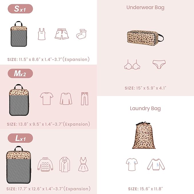 Cambond Compression Packing Cubes for Travel Women - Expandable Travel Bags Luggage Organizers Travel Essentials Compression Cubes for Travel Carry on Suitcases Organizer