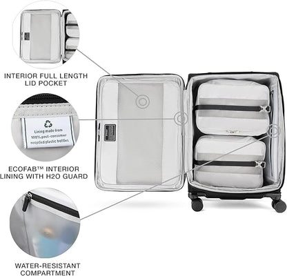 Travelpro VersaPack+ Lightweight Softside Expandable Checked Luggage, 8 Spinner Suitcase, TSA Lock, Men and Women, Checked Medium 25-Inch, Black