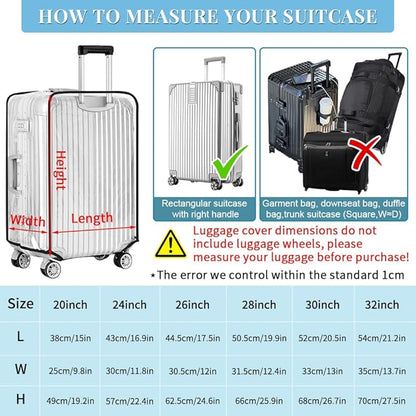 Yotako Clear PVC Suitcase Cover Protectors 24 Inch Luggage Cover for Wheeled Suitcase 24''