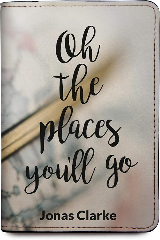 Personalized Passport Holder Travel Wallet PU Leather Vaccine Case Protector Cover Credit Card Slots RFID Blocking Customized for Women and Men Cute