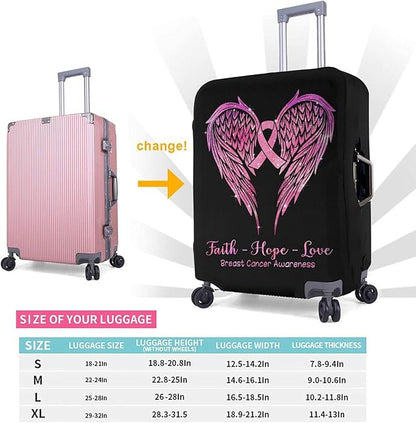 Travel Suitcase Protector Breast Cancer Pink Ribbon Elastic Protective Washable Luggage Cover With Concealed Zipper Suitable For 18-32 Inch(XL (for 29--32 inch luggage))
