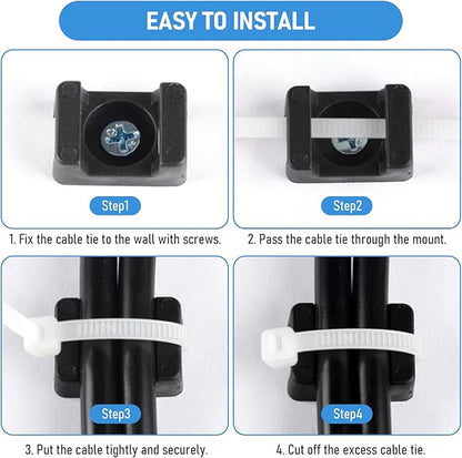 100 Pcs Cable Zip Tie Mounting Base,23x16x10(L*W*H) mm Cord Tie Mount Wire Holder Fix Bottom Wire Management,5 mm(M5) Screw Hole for Home/Office/Outdoor
