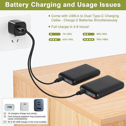 BIAL 2PCS 5V Lithium Polymer Batteries for Heated Gloves, Heated Socks, Heated Slippers, Mini Replacement Rechargeable Batteries, Spare Battery Female DC Jack Compatibility