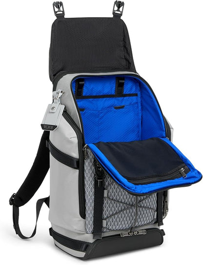 TUMI - Alpha Bravo Expedition Flap Backpack - Large Carry On Backpack - 21.0" X 12.5" X 7.5" - Fits up to 17" Laptop - Pearl Grey Mesh