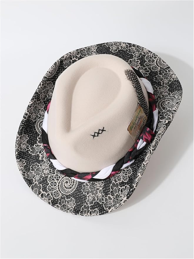 WDIRARA Women's Cowboy Hat Cow Print Western Cowgirl Hats Travel Vacation