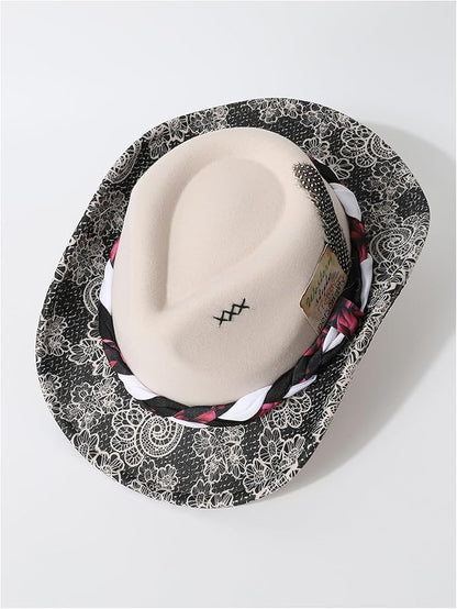 WDIRARA Women's Cowboy Hat Cow Print Western Cowgirl Hats Travel Vacation