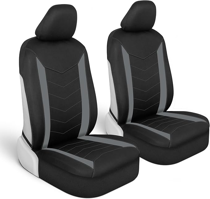 Motor Trend SpillGuard 2 Gray Seat Covers for Cars & Seat Covers for Trucks - Neoprene Lining Waterproof Car Seat Covers Front Seats Only - SUV Seat Covers Protector - Forros para Asientos de Carro