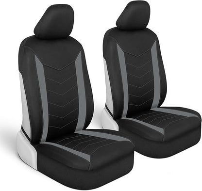 Motor Trend (2) Car Seat Covers for Front Seats with (2) Trimmable Car Floor Mats – Universal Fit Auto Accessories for Cars, Trucks, SUVs, Vans – Interior Protection and Vehicle Interior Shield Combo